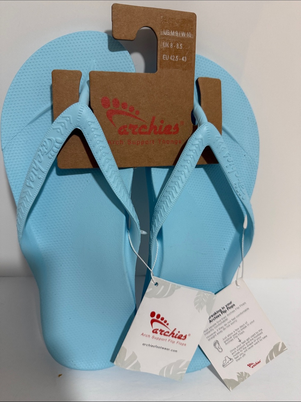 Archie’s Women’s Light Blue Arch Support Flip Flops Size 10